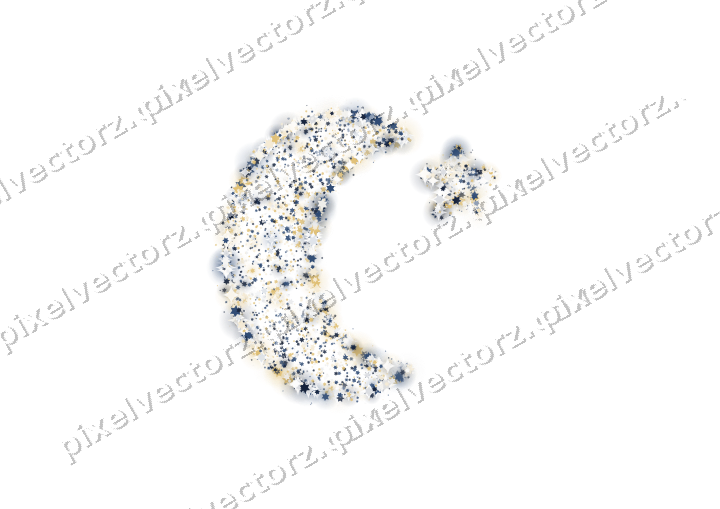 Seamless glitter crescent moon of stars on a transparent background