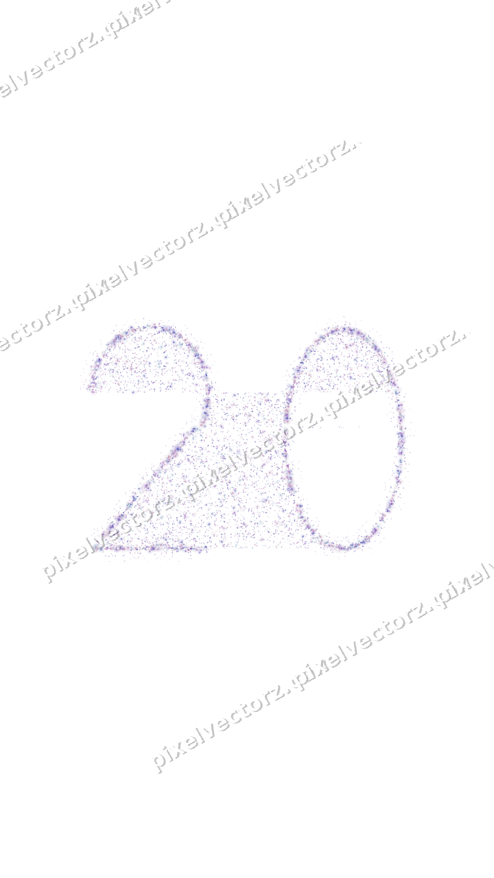 Seamless glitter number 20 of confetti on a transparent background