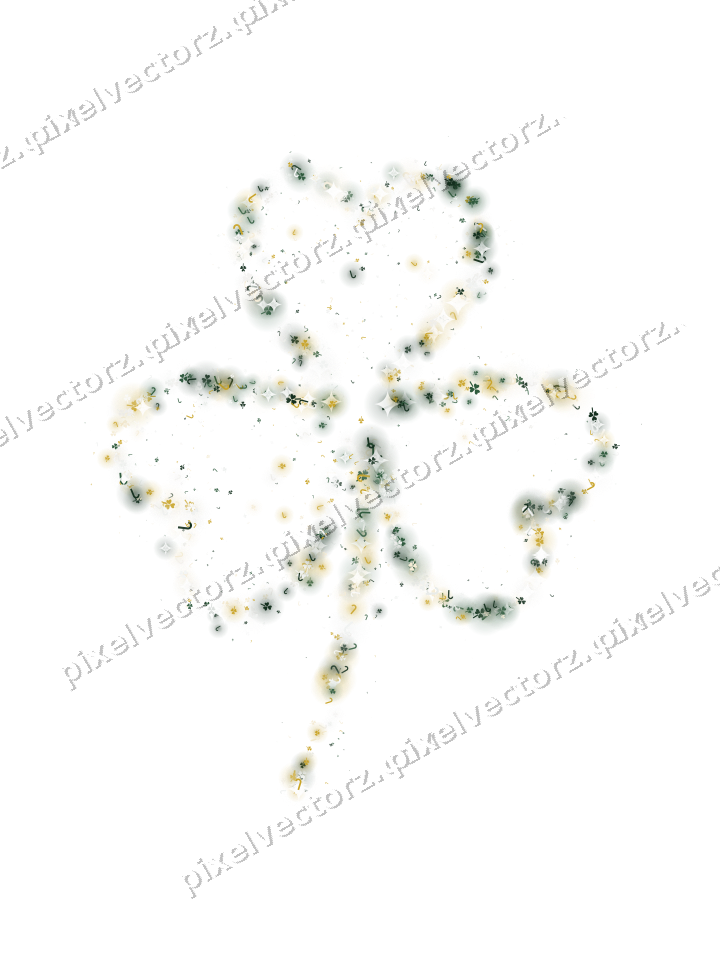 Seamless glitter shamrock in dark green on a transparent background