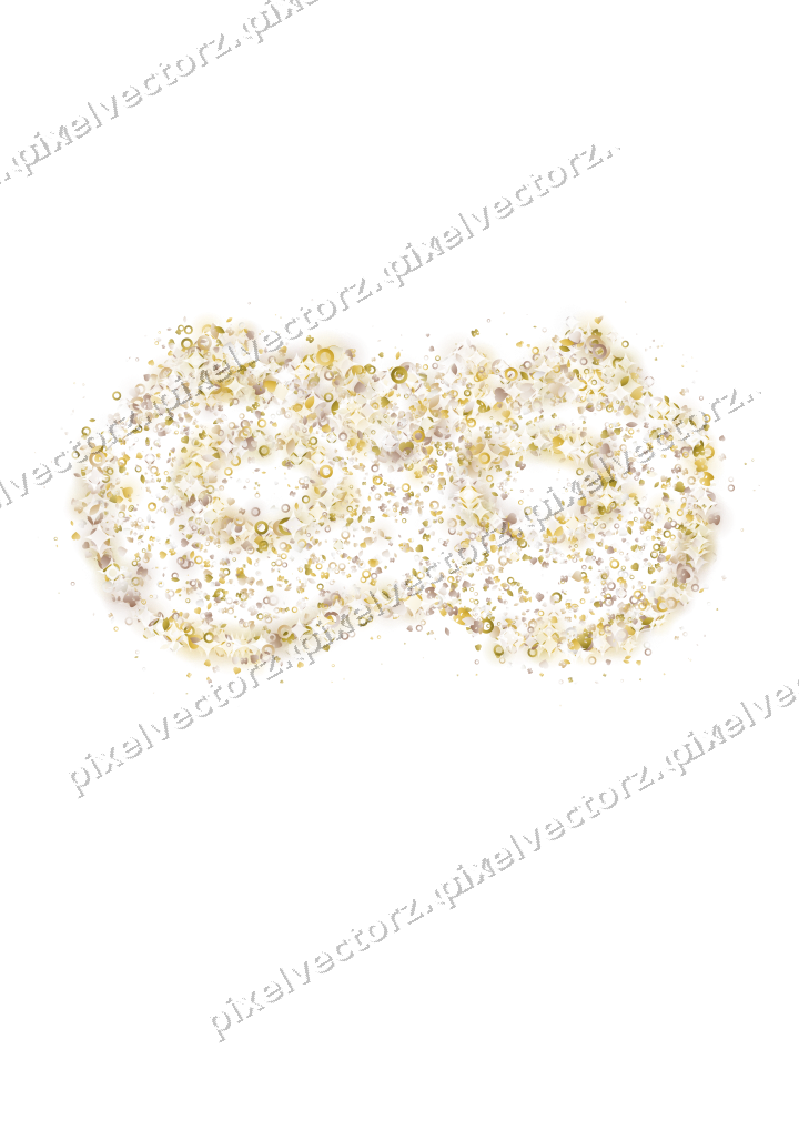 Seamless glitter carnival mask in amber on a transparent background