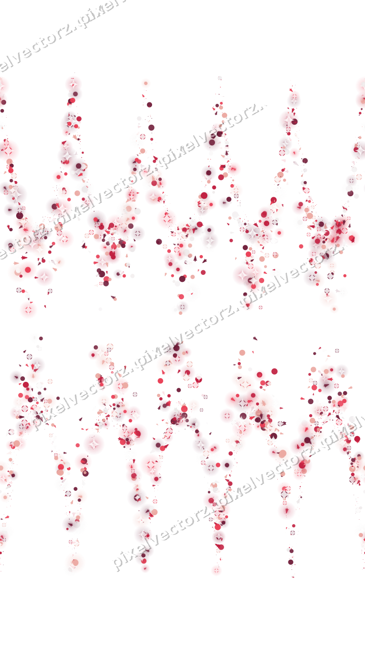 Seamless glitter garland in pink and red on a transparent background