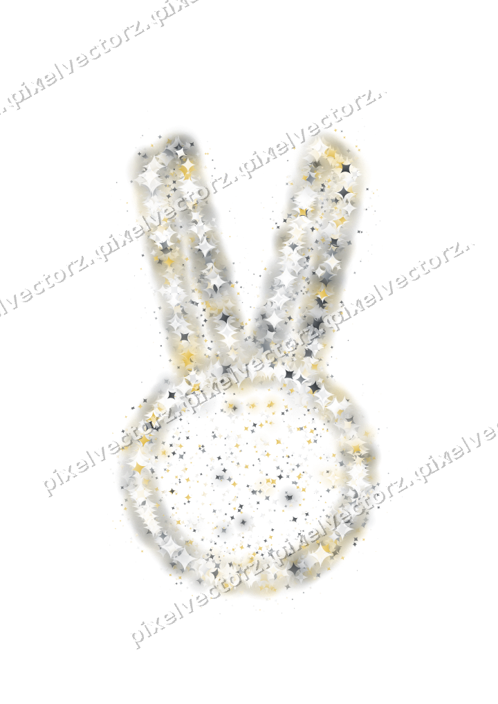 Seamless glitter easter bunny of sparkles on a transparent background