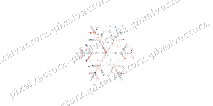 Seamless glitter snowflake in orange on a transparent background