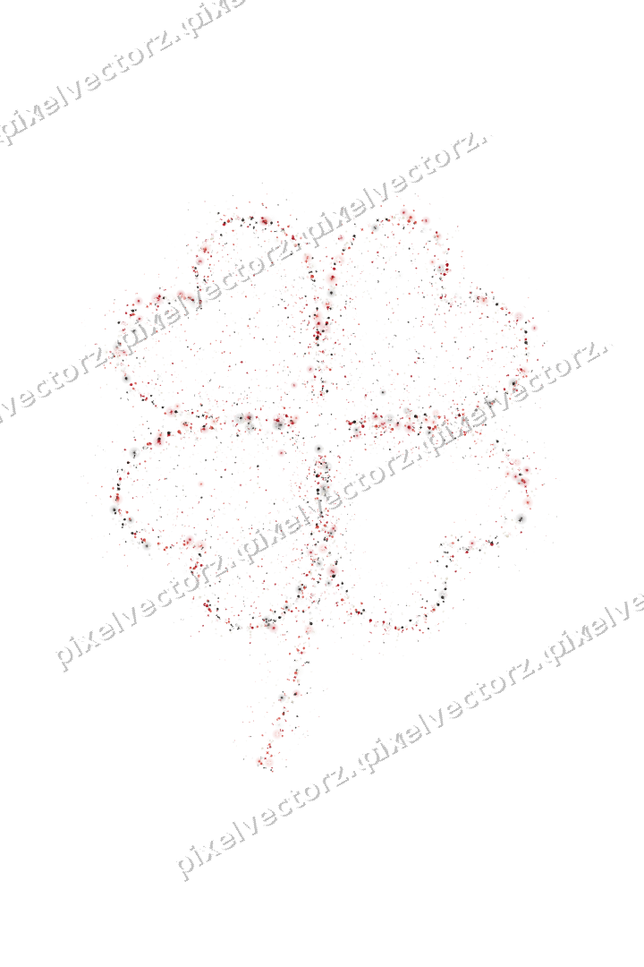 Seamless glitter four leaf clover in red on a transparent background