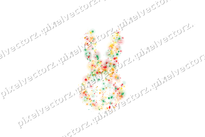 Seamless glitter easter bunny in red on a transparent background