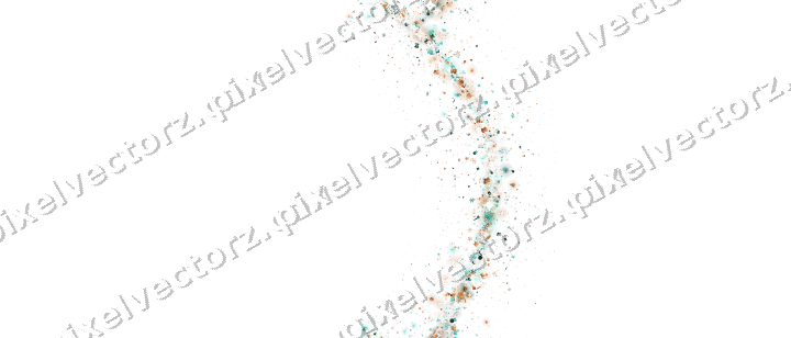 Seamless glitter arc in orange and teal on a transparent background