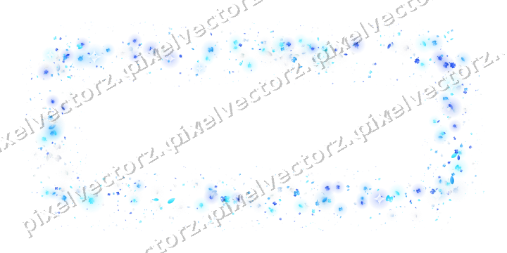Seamless glitter frame in cyan and blue on a transparent background