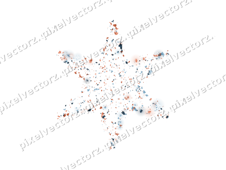 Seamless glitter star in orange and cyan on a transparent background