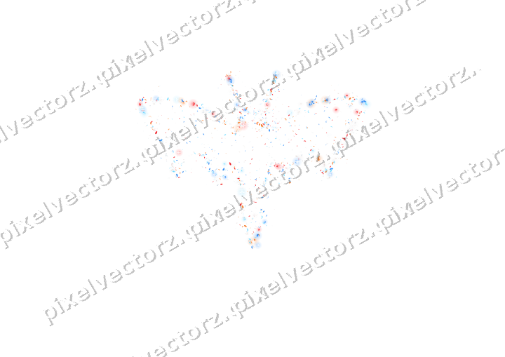 Seamless glitter bat in blue and red on a transparent background