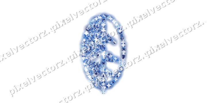 Seamless glitter leaf in blue and cyan on a transparent background
