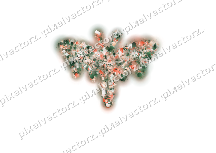 Seamless glitter bat in dark green and red on a transparent background