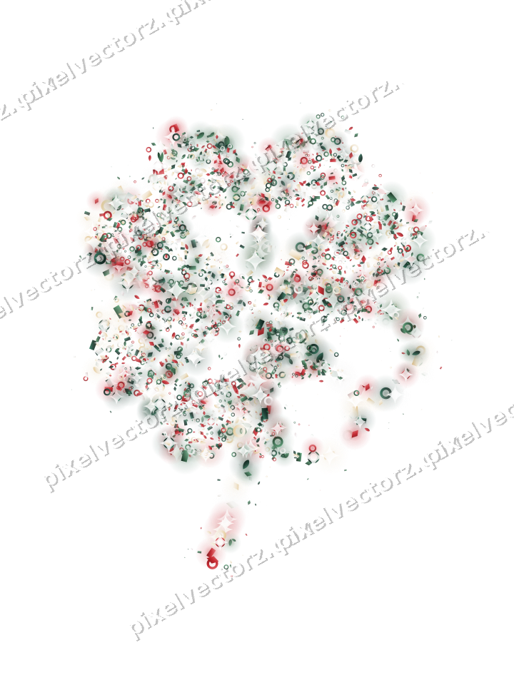 Seamless glitter clover leaf in dark green on a transparent background