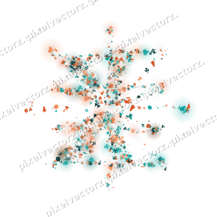 Seamless glitter firework in orange on a transparent background