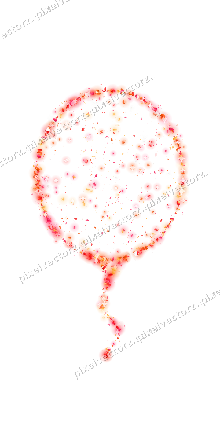 Seamless glitter balloon in red and orange on a transparent background