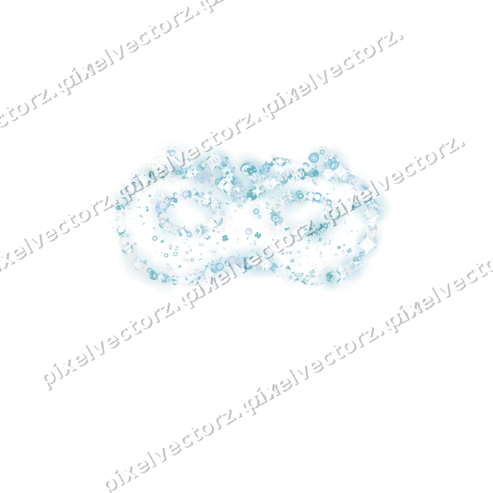 Seamless glitter carnival mask in cyan on a transparent background