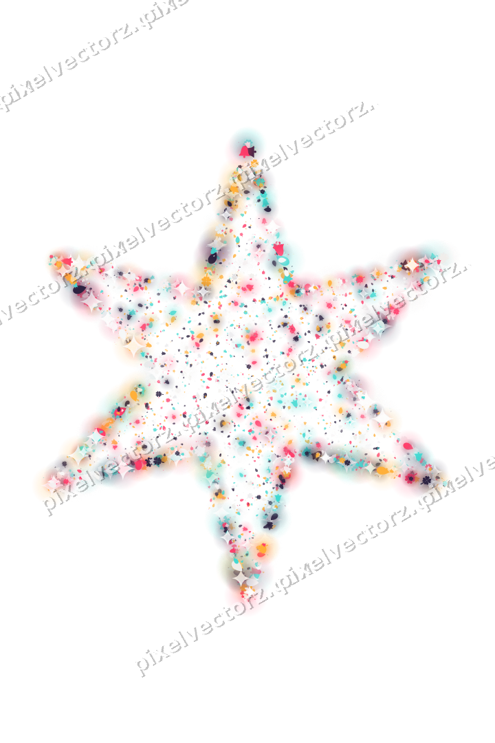 Seamless glitter star of bells and eggs on a transparent background