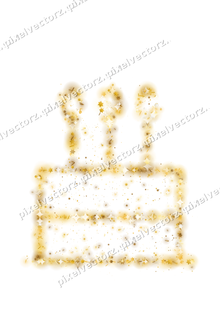 Seamless glitter birthday cake on a transparent background