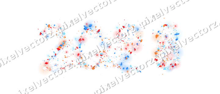 Seamless glitter number 2028 in blue on a transparent background