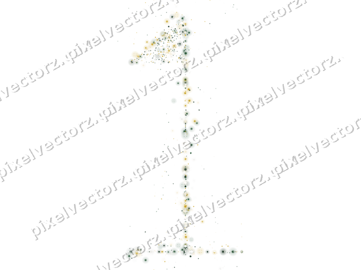 Seamless glitter number 1 of stars on a transparent background