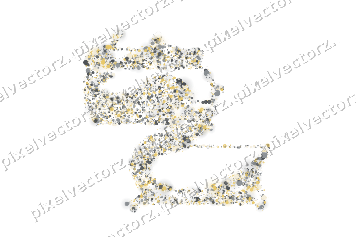 Seamless glitter dragon of dots in amber on a transparent background