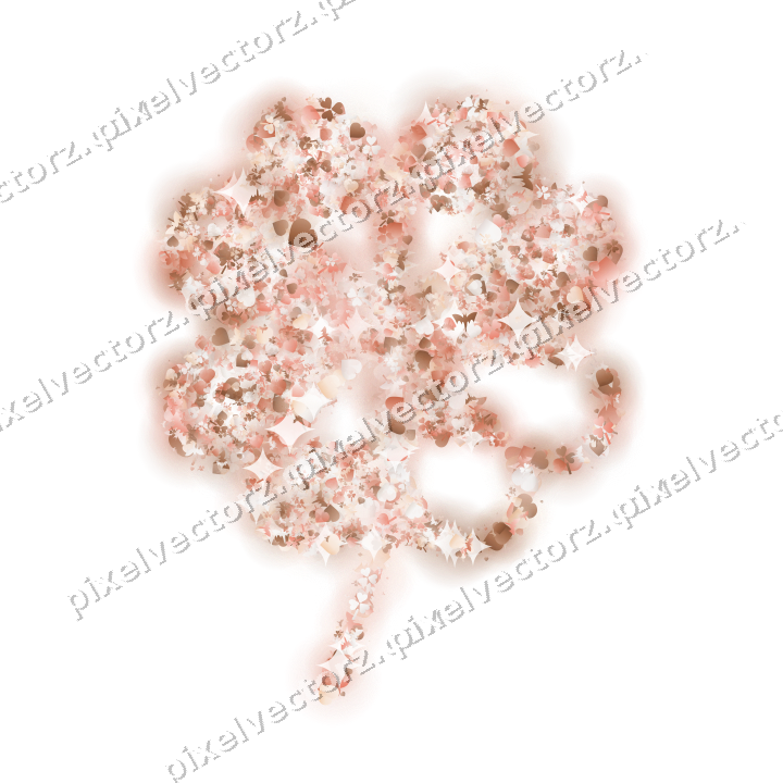 Seamless glitter clover leaf in orange on a transparent background