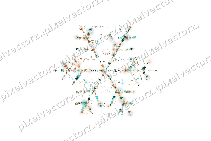 Seamless glitter snowflake in orange on a transparent background