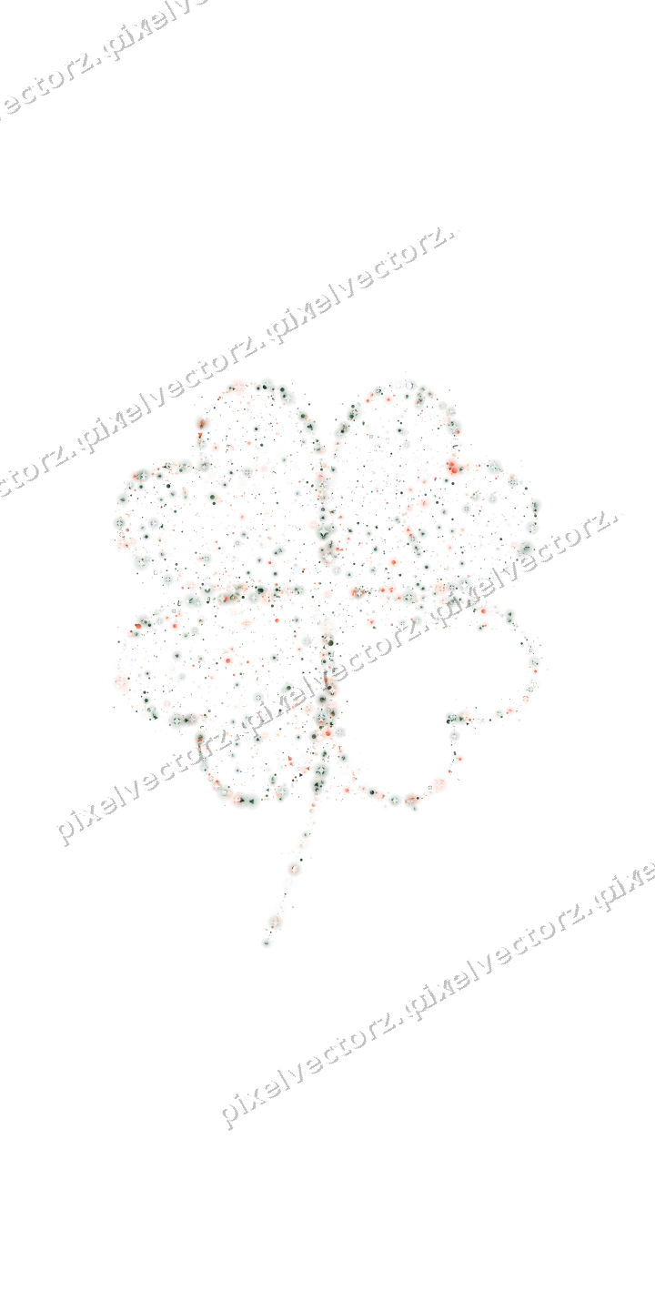 Seamless glitter four leaf clover on a transparent background