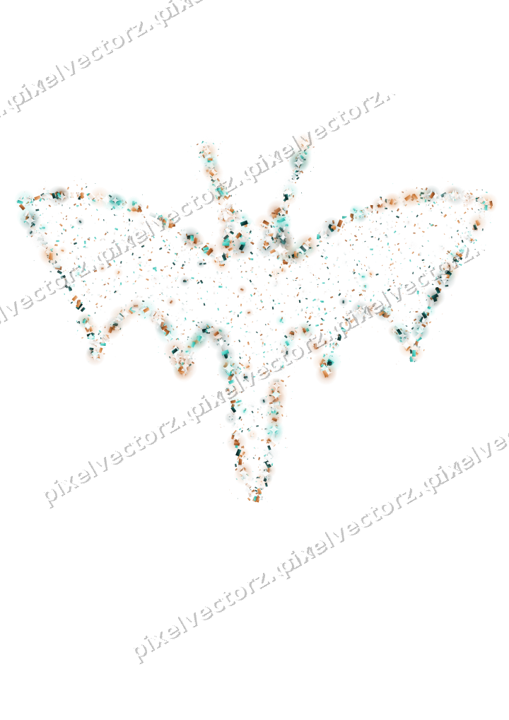 Seamless glitter bat of confetti in orange on a transparent background