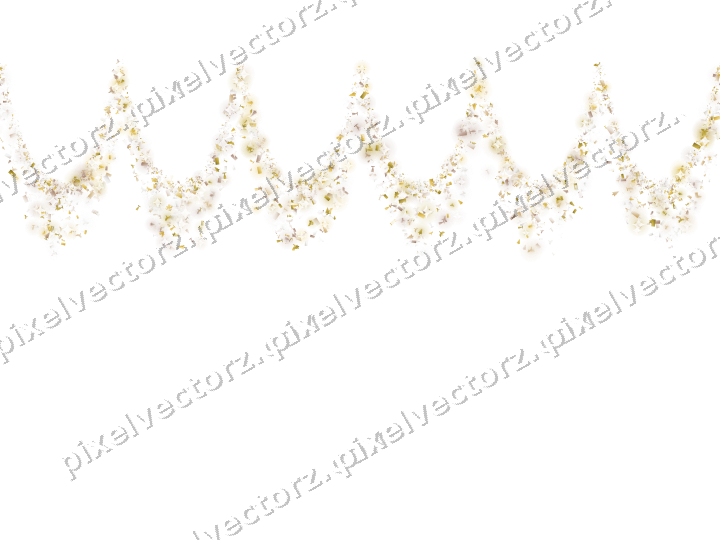Seamless glitter garland in amber on a transparent background