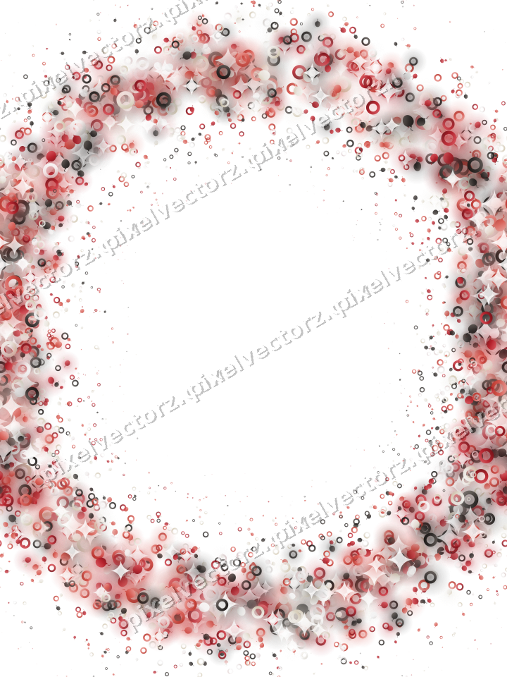 Seamless glitter wreath in red on a transparent background