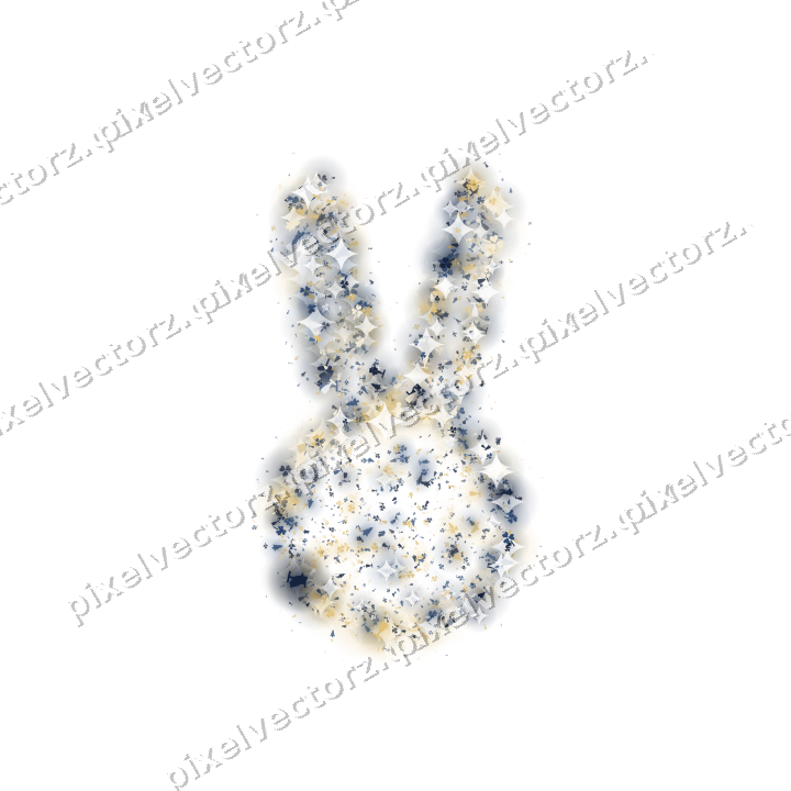 Seamless glitter easter bunny in dark blue on a transparent background