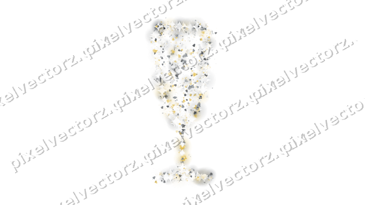 Seamless glitter champagne flute of bells on a transparent background