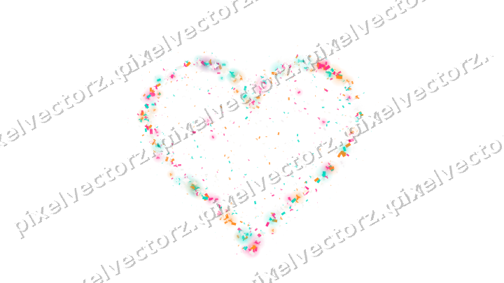 Seamless glitter heart in pink and orange on a transparent background