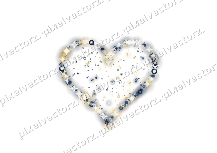 Seamless glitter heart in dark blue on a transparent background