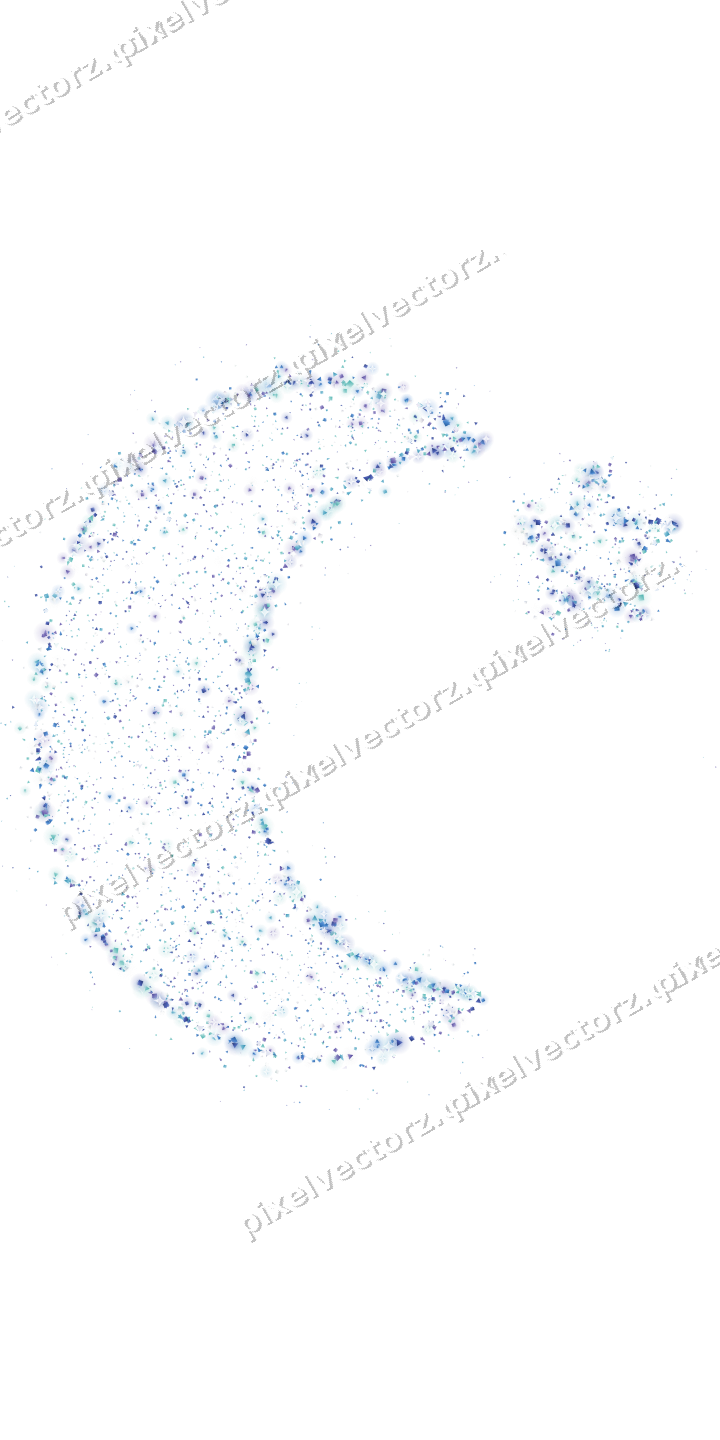 Seamless glitter crescent moon in blue on a transparent background