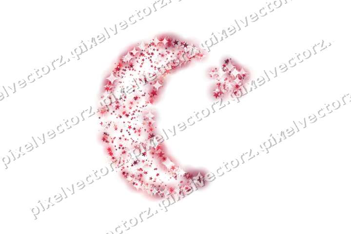 Seamless glitter crescent moon of stars on a transparent background