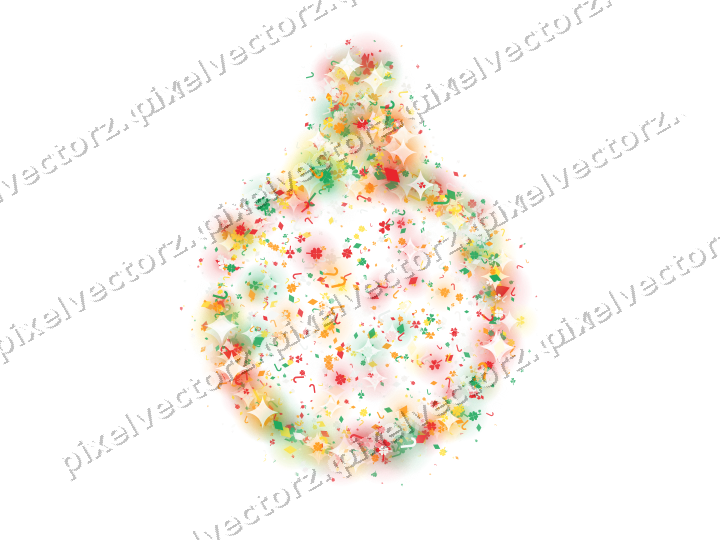 Seamless glitter bauble in red and orange on a transparent background