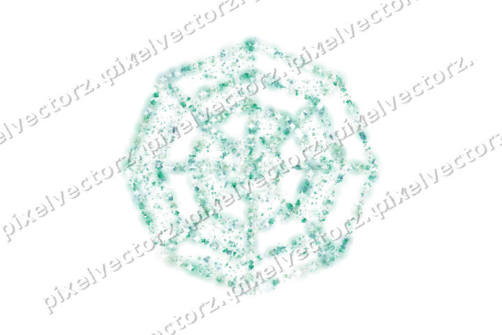 Seamless glitter spider web in green on a transparent background