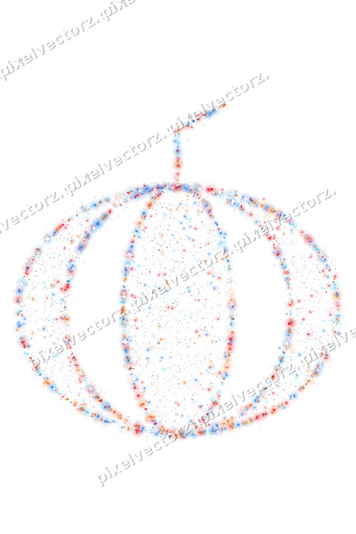 Seamless glitter pumpkin in blue and red on a transparent background