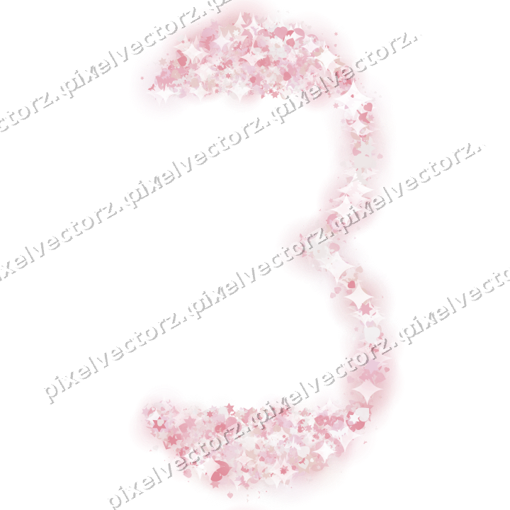 Seamless glitter number 3 in pale pink on a transparent background