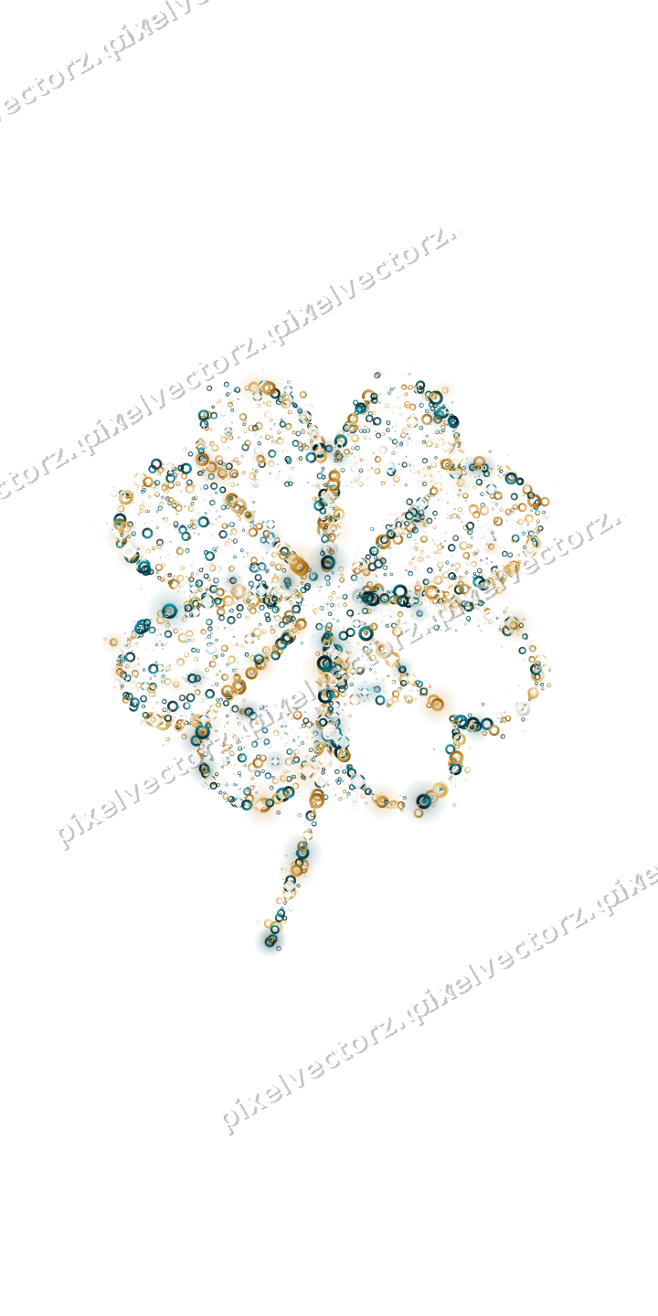 Seamless glitter clover leaf of rings on a transparent background