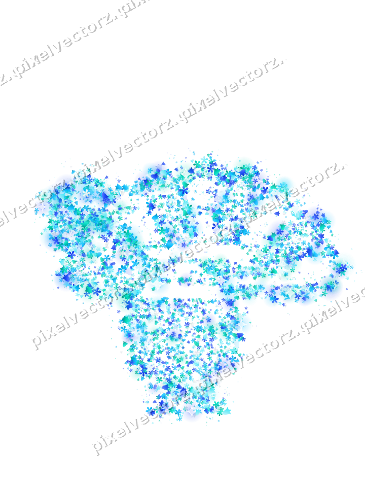 Seamless glitter turkey in cyan and teal on a transparent background
