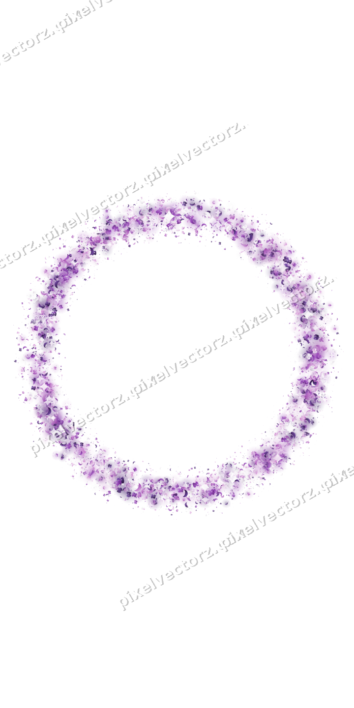 Seamless glitter wreath in purple on a transparent background