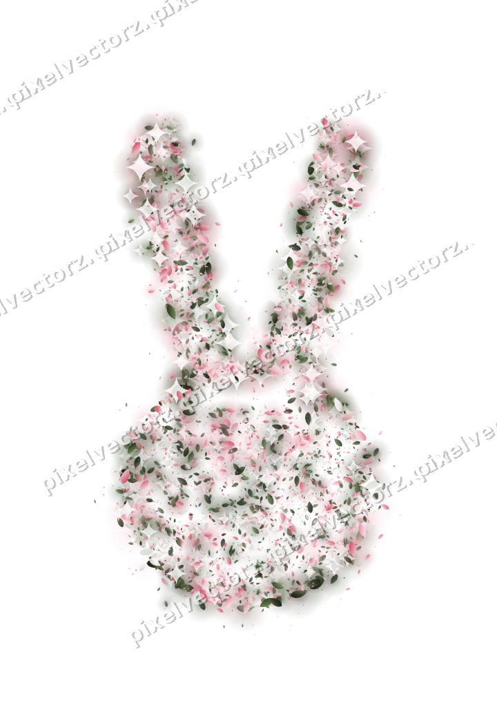 Seamless glitter easter bunny of leaves on a transparent background