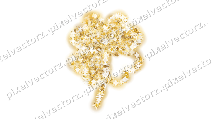 Seamless glitter four leaf clover on a transparent background