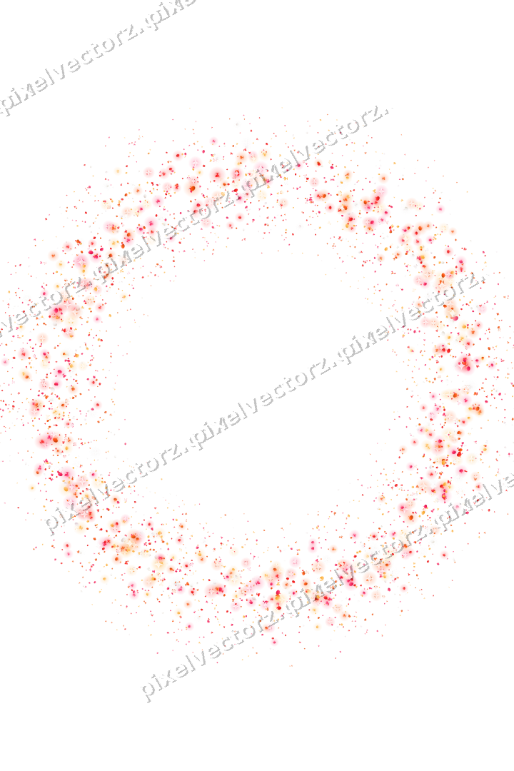 Seamless glitter wreath in red and orange on a transparent background