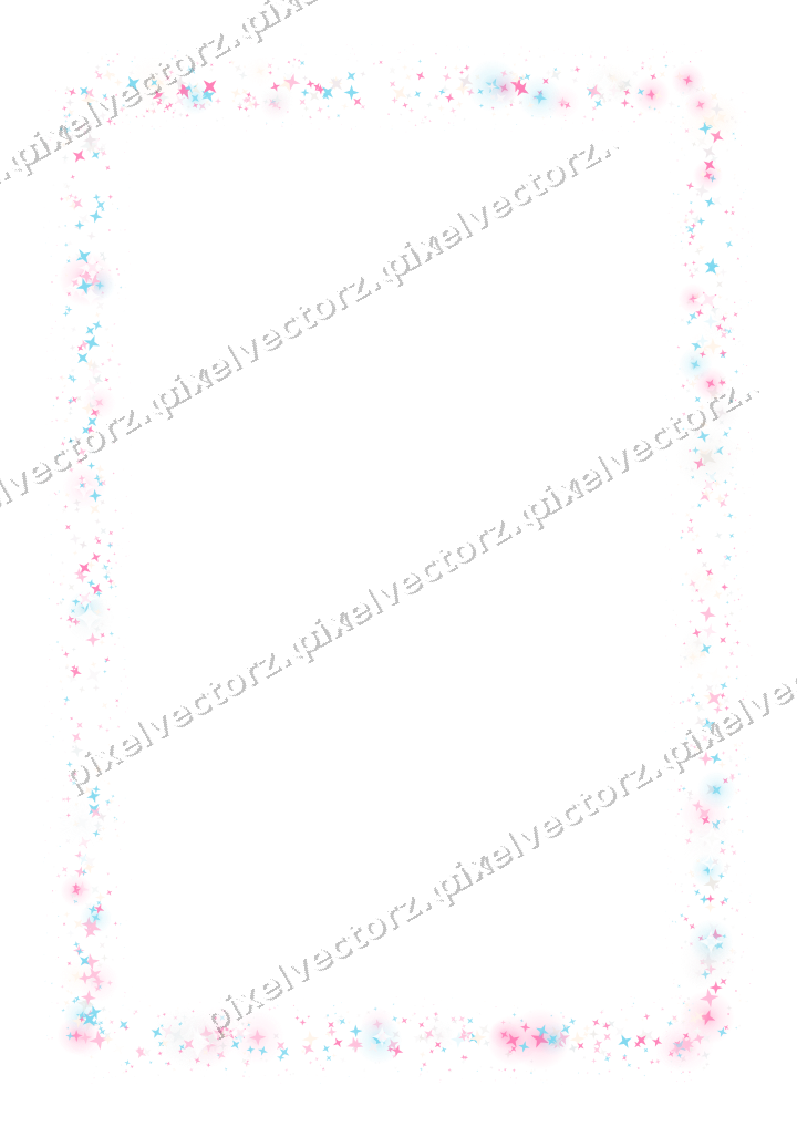 Seamless glitter frame of stars in pink on a transparent background
