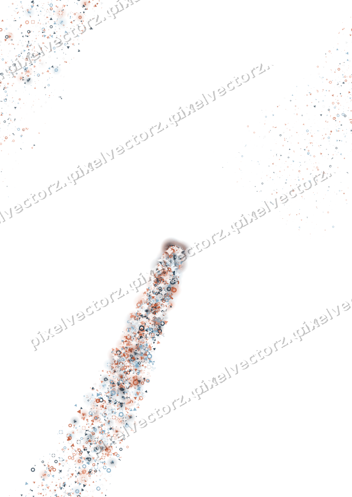 Seamless star trail in orange and cyan on a transparent background
