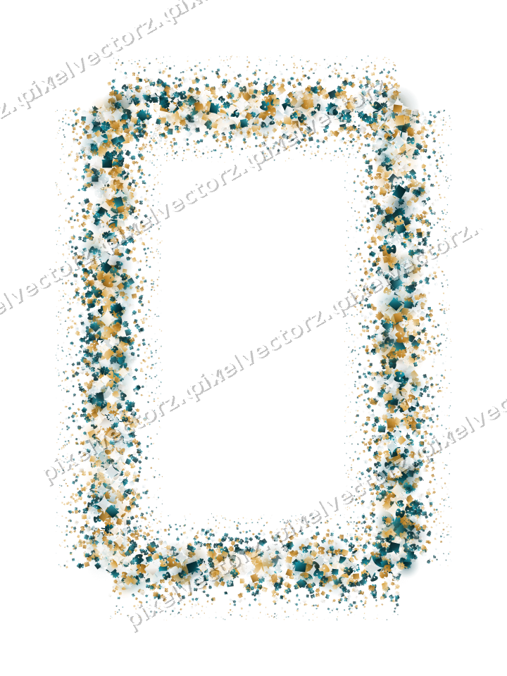 Seamless glitter frame in amber on a transparent background