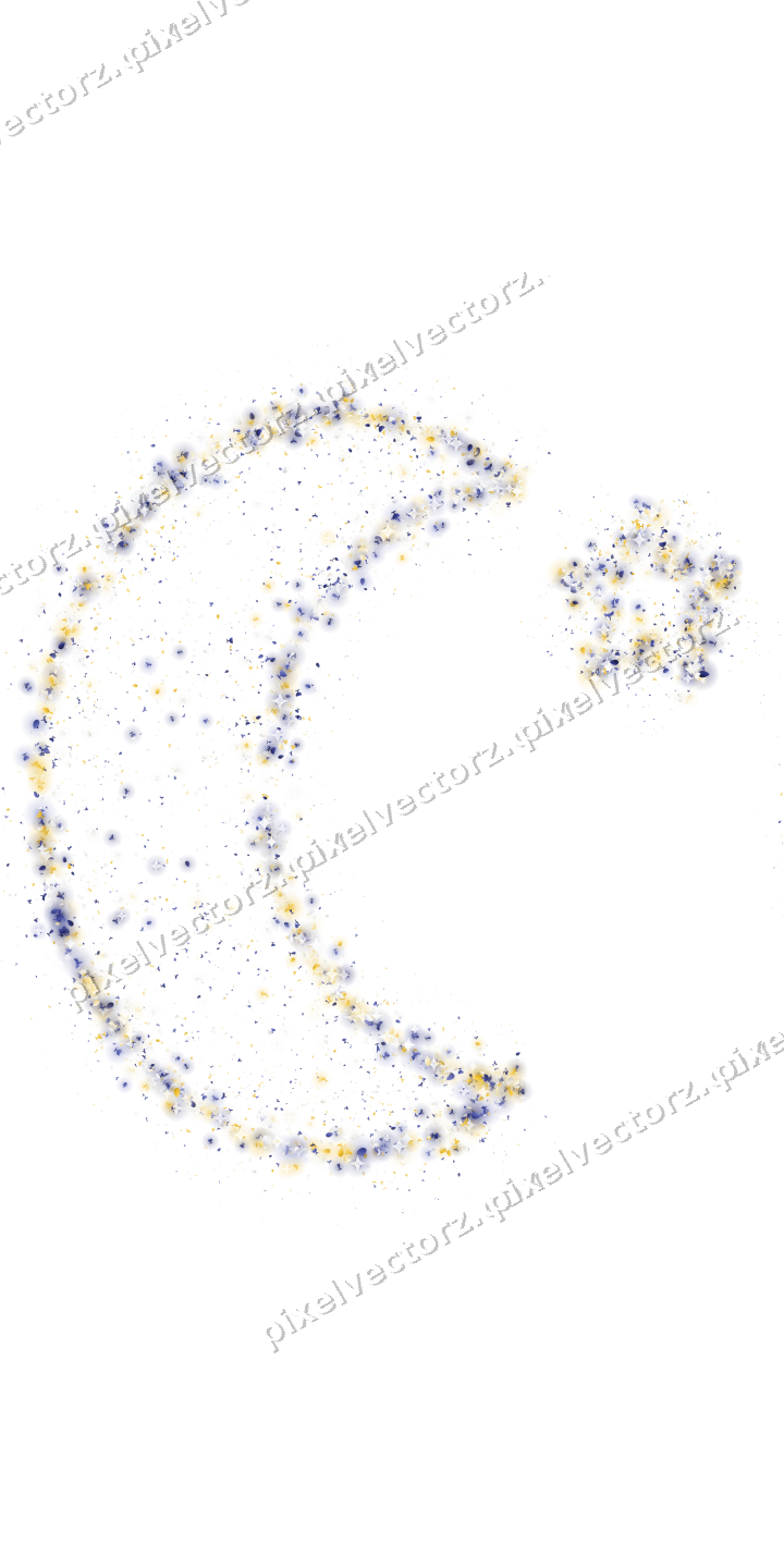 Seamless glitter crescent moon on a transparent background
